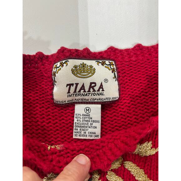 Tiara International 1997 Vintage Christmas Embroidered Sweater M Holiday - Picture 4 of 6